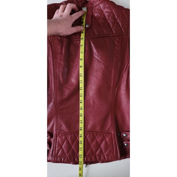 Harley Davidson Burgundy Leather Motorcycle Jacket Size M - Picture 4 of 11
